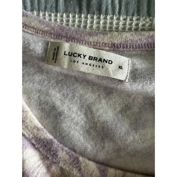 New Lucky Brand Women's Cloud Soft LS Crewneck Lilac Purple Palm Print XL - Picture 4 of 6